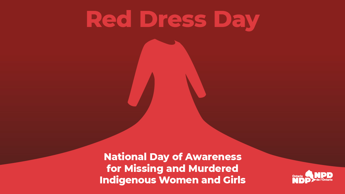 NDP statement on Red Dress Day « Ontario NDP